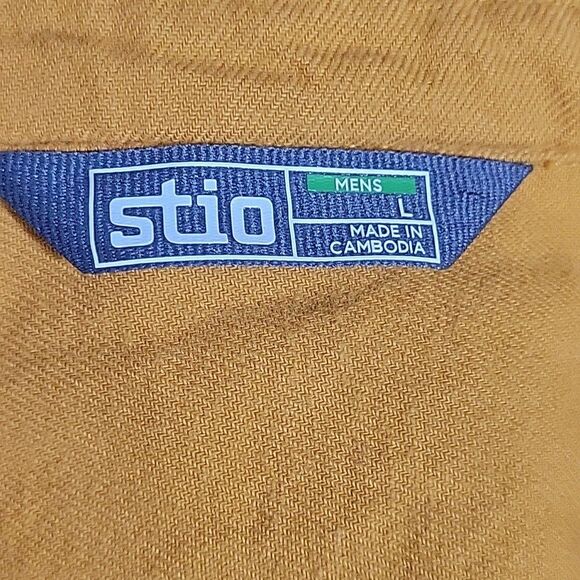 Stio Miter Shirt Mens Large Ochre Gold Lightweight Flannel Long Sleeve Button - Picture 12 of 13